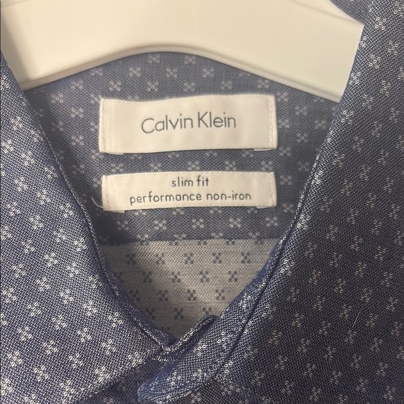 Calvin Klein Blue Dress Shirt Classic Long Sleeve - Picture 2 of 11
